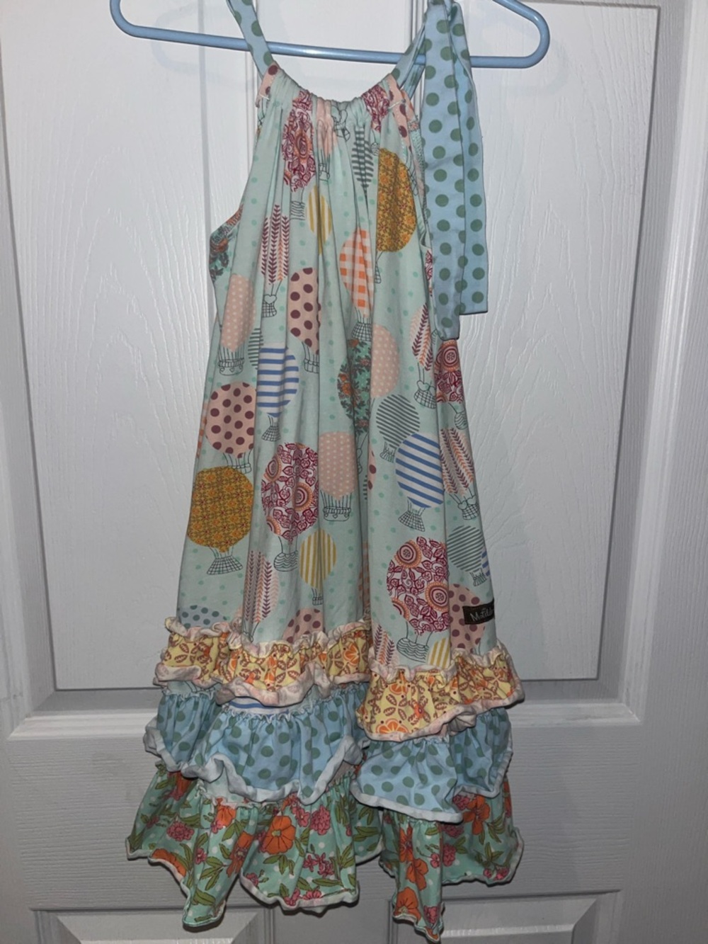 Matilda Jane Aqua Polka Dot & Balloon Print Ruffle Dress